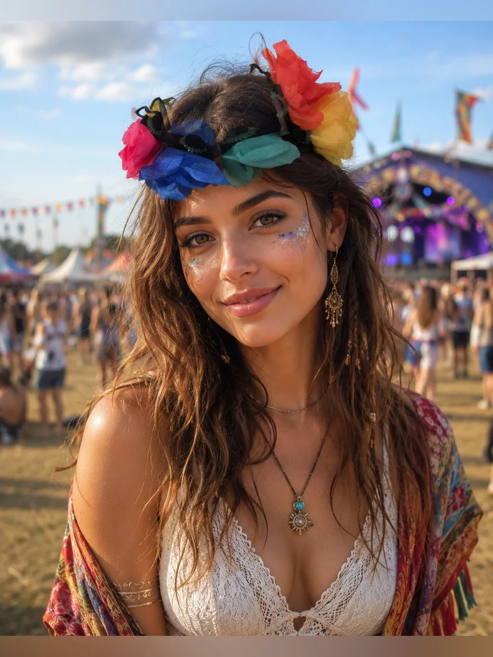 Rainbow Rose Floral Crown